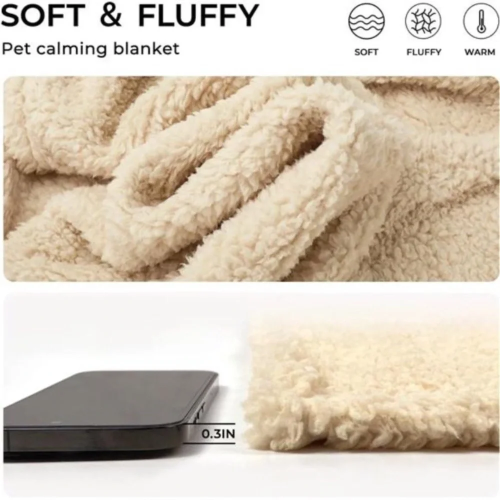1 Pack 3 Calming Blankets Fluffy Premium Fleece Pet Blanket Soft Sherpa Throw